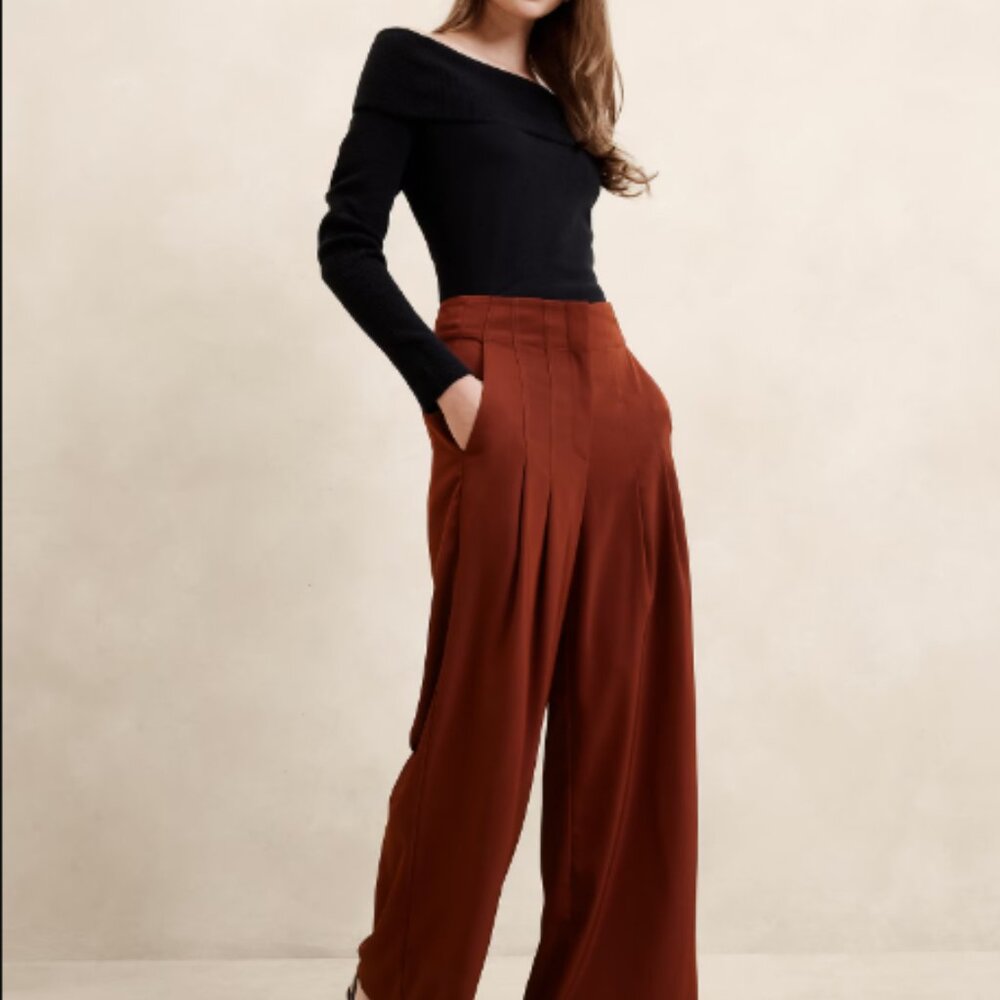 Banana Republic Ultra High-Rise Wide-Leg Pant 8 Burnt Caramel